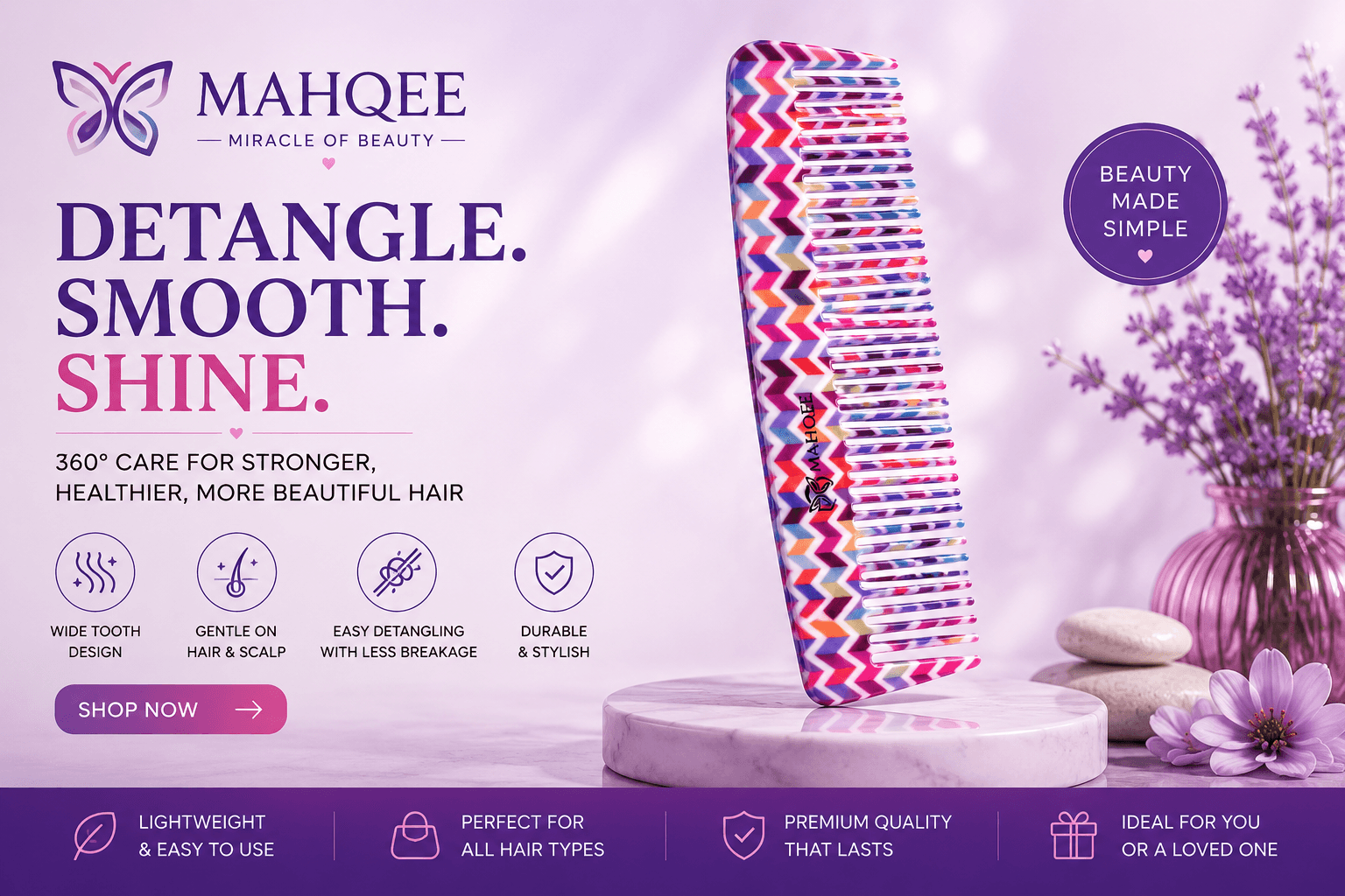 MAHQEE Detangle Smooth Shine Comb